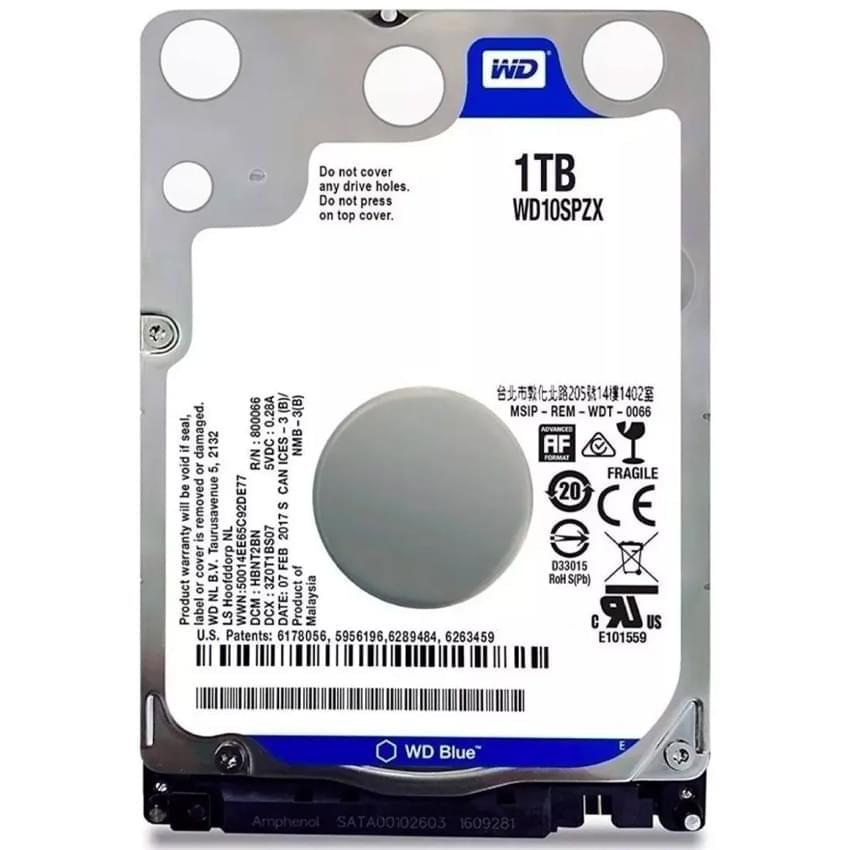 Disco Rigido Hdd 1Tb 2,5 Western Digital Blue Wd10spzx